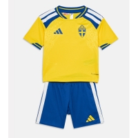 Camiseta Suecia Primera Equipación Replica Mundial 2026 para niños mangas cortas (+ Pantalones cortos)
